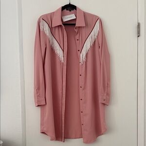 Blush Pink Fringe Women's Coat